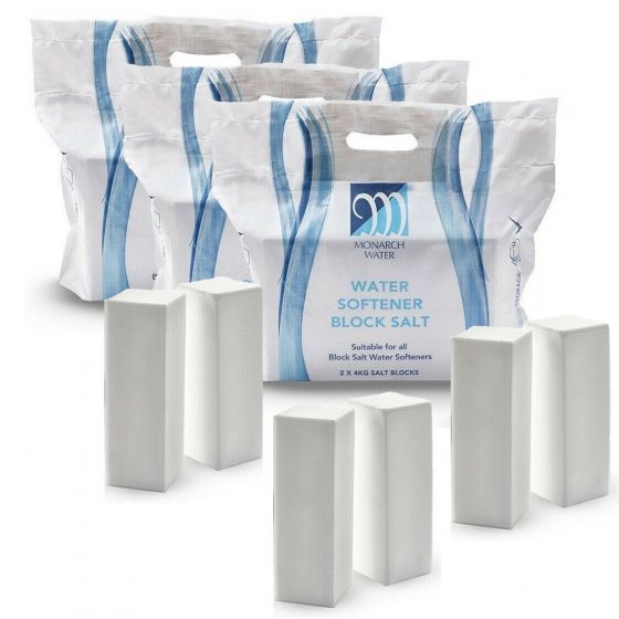 Monarch Water Softener Block Salt 6 blocks of 4kg 24KG in total plumbflex.co.uk