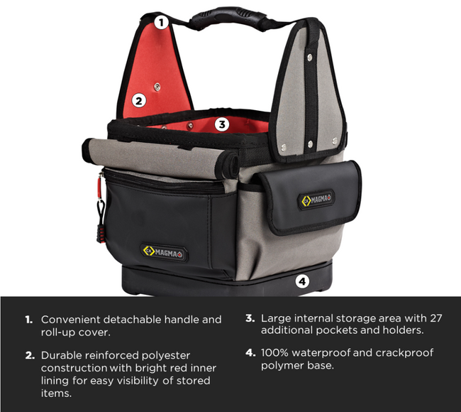 Magma MA2633 Technician's Tote Bag – 27 Pockets, Waterproof
