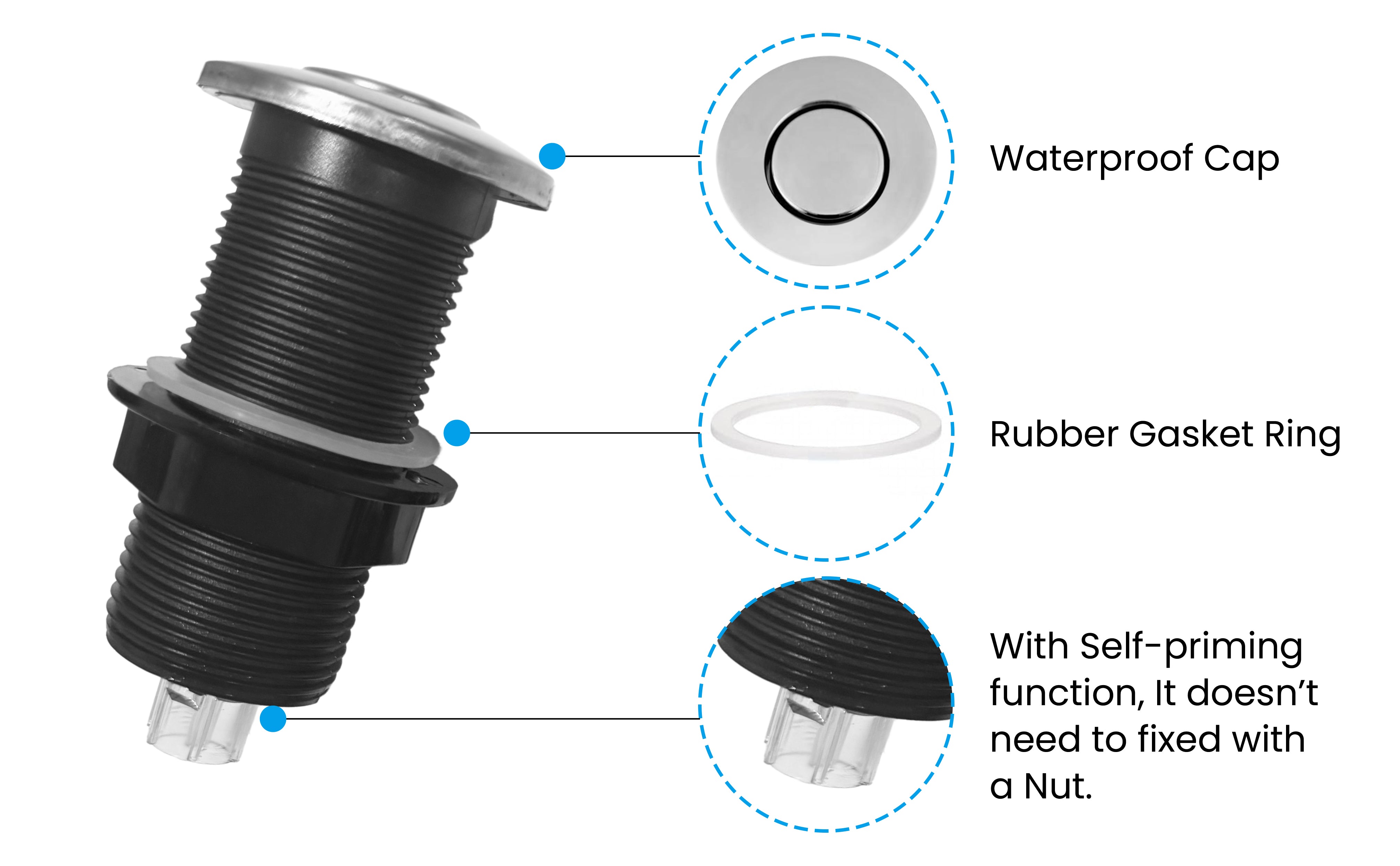 Air Switch Button and Bellow compatible with insinkerator and most major brands