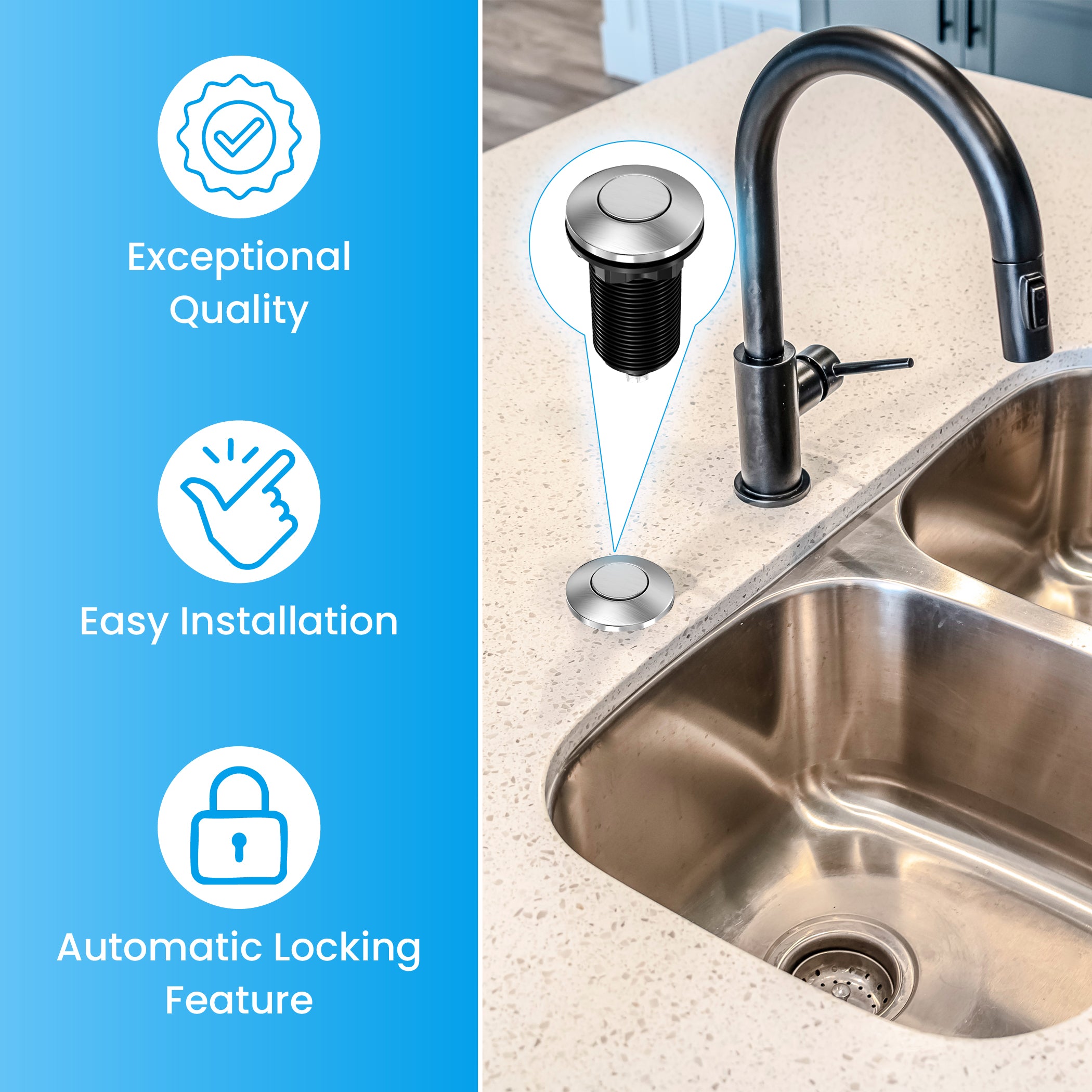 Air Switch Button and Bellow compatible with insinkerator and most major brands