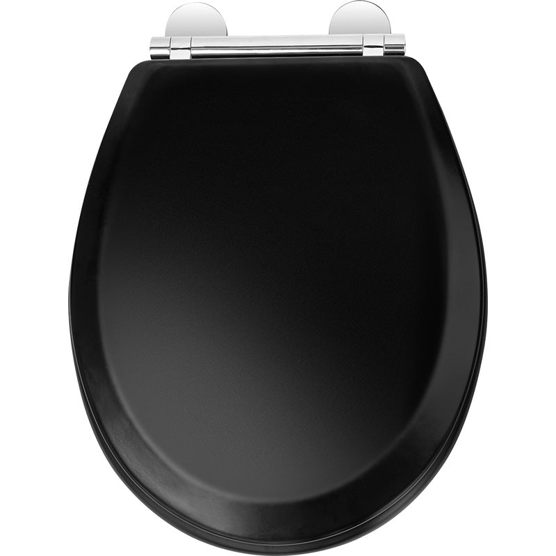 Croydex Lene Wood Flexi-Fix Soft Close Toilet Seat Matt Black WL601121H