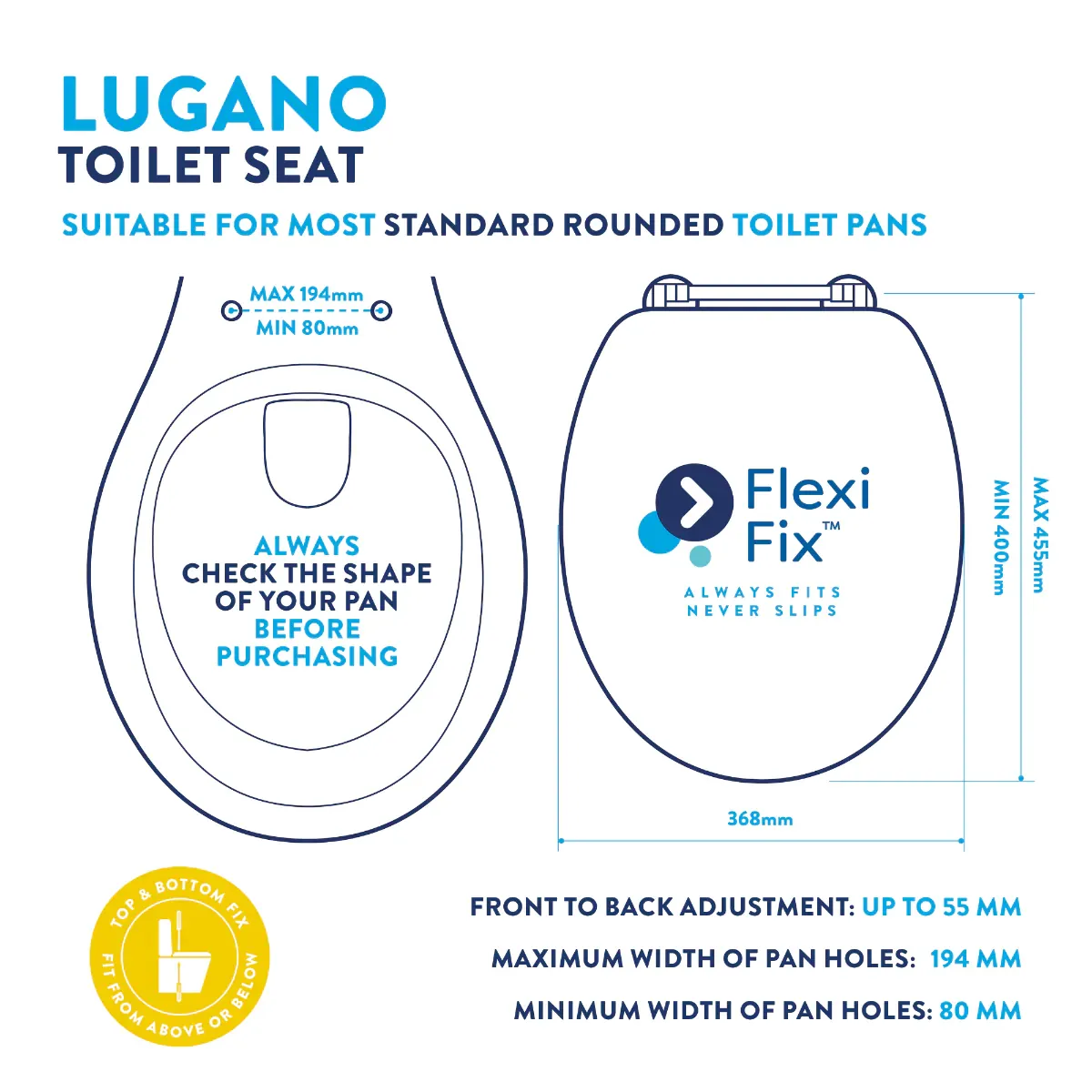 Croydex Lugano Flexi-Fit Toilet Seat WL601022H