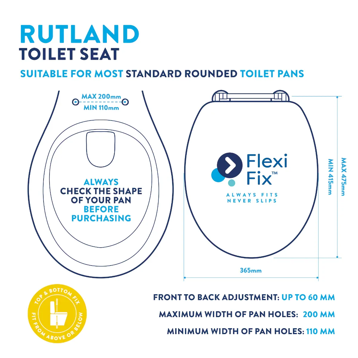 Croydex Rutland Flexi-Fix™ Toilet Seat WL602376H