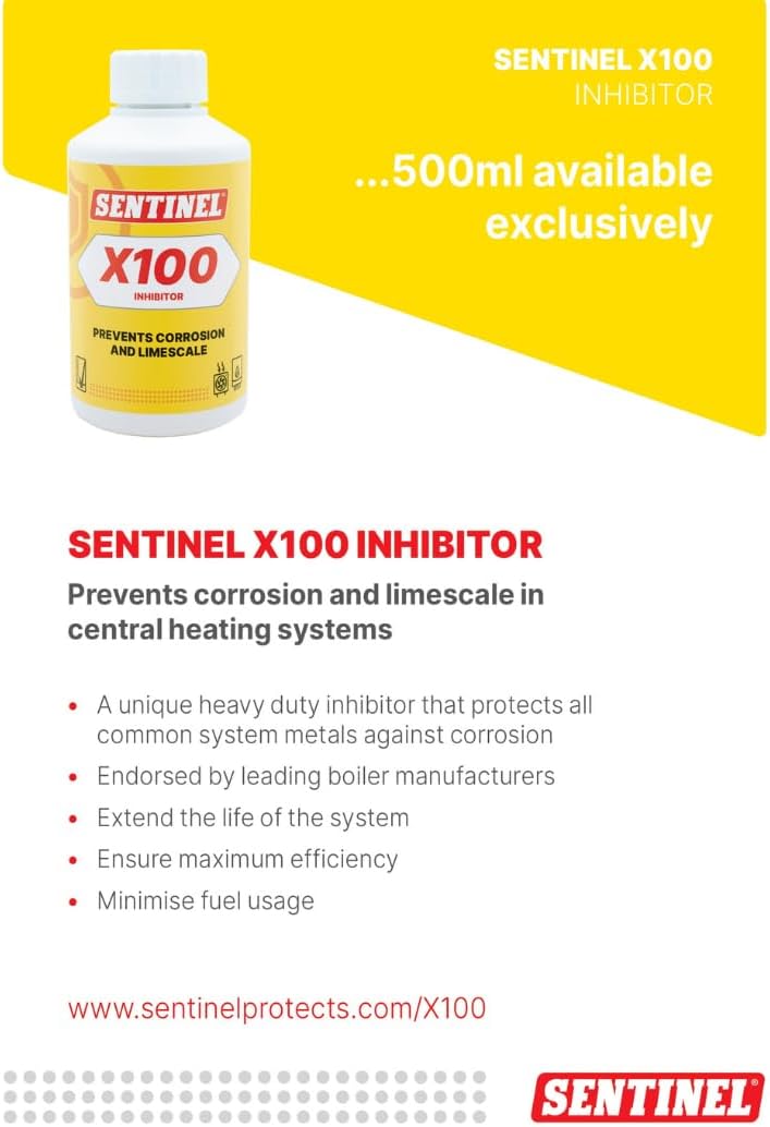 Sentinel X100 Central Heating Protector Inhibitor 500ml Bottle (Double ...
