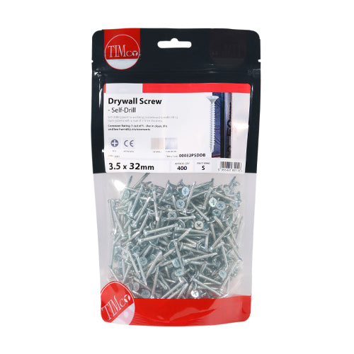 Timco Drywall Screws - PH - Bugle - Self Drilling - Zinc 3.5 x 32 - 400 Pieces