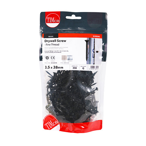 Timco Drywall Screws - Fine Thread - PH - Bugle - Black 3.5 x 38 - 350 Pieces