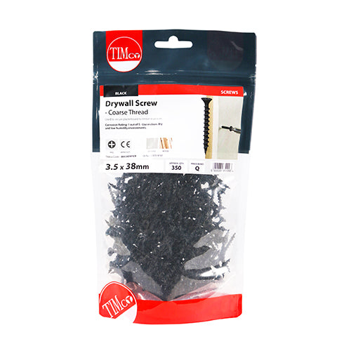 Timco Drywall Screws - Coarse Thread - PH - Bugle - Black 3.5 x 38 - 350 Pieces
