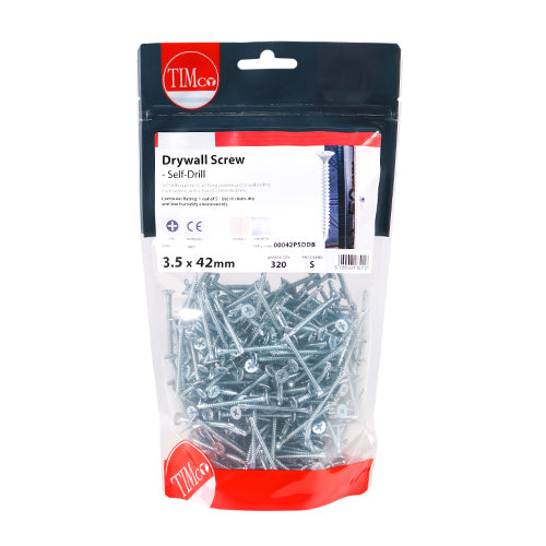 Timco Drywall Screws - PH - Bugle - Self Drilling - Zinc 3.5 x 42 - 320 Pieces