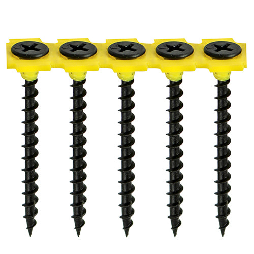 Timco Collated Drywall Timber Stud Plasterboard Screws - PH - Bugle - Coarse Thread - Black 3.5 x 55 - 800 Pieces