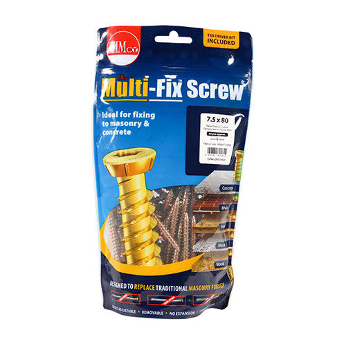 Timco Concrete Screws - TX - Flat Countersunk - Yellow 7.5 x 80 - 65 Pieces