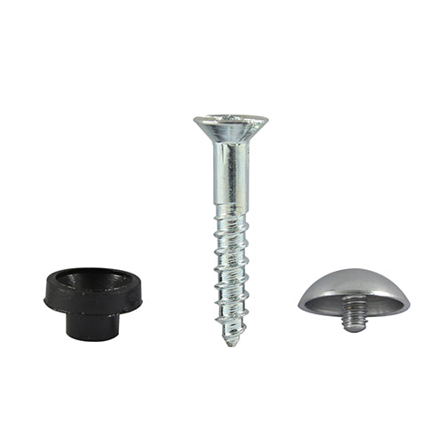 Timco Mirror Hanging Screws - Zinc - Chrome Dome 8 x 1 - 200 Pieces