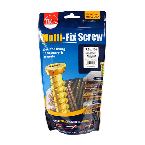 Timco Concrete Screws - TX - Flat Countersunk - Yellow 7.5 x 100 - 55 Pieces