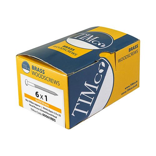 Timco Solid Brass Timber Screws - SLOT - Round 8 x 3/4 - 200 Pieces