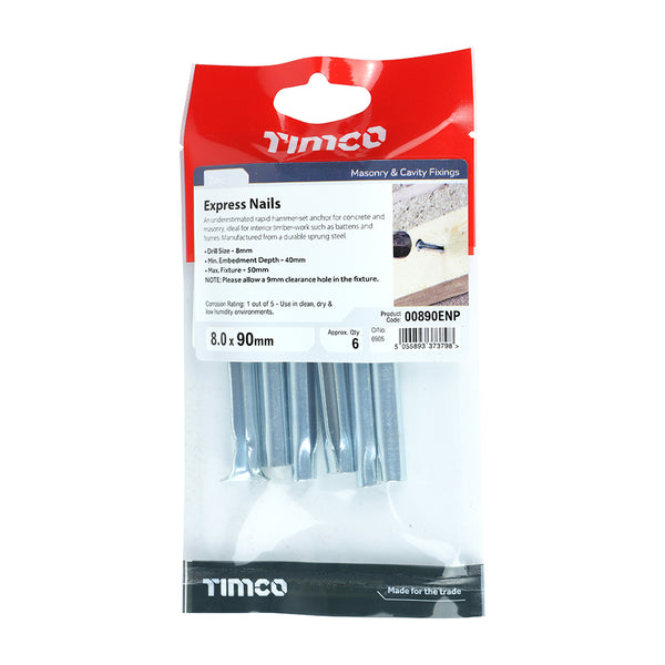 Timco Express Nails - Zinc 8.0 x 90 - 6 Pieces
