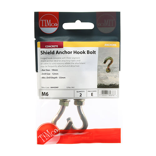 Timco Forged Hooks with Shield Anchors - Yellow M6