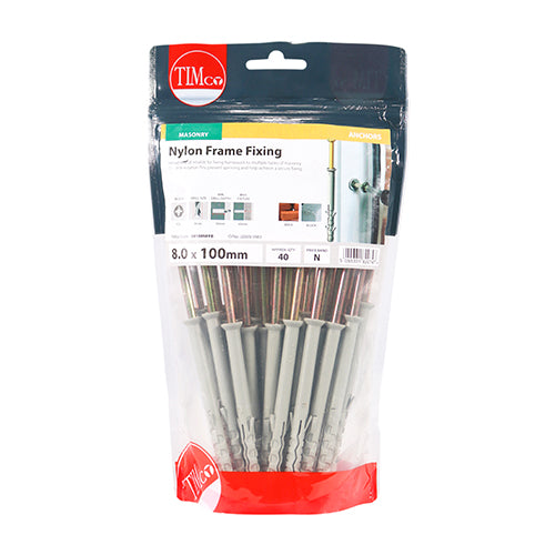 Timco Nylon Frame Fixings - PZ - Zinc 8.0 x 100 - 40 Pieces