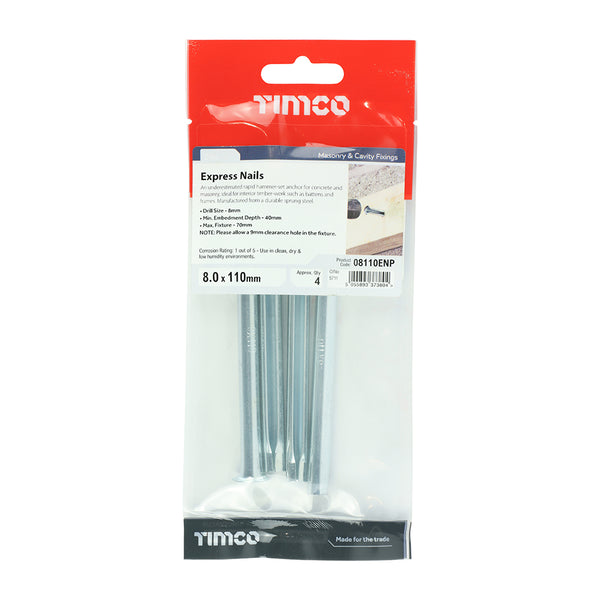 Timco Express Nails - Zinc 8.0 x 110 - 4 Pieces