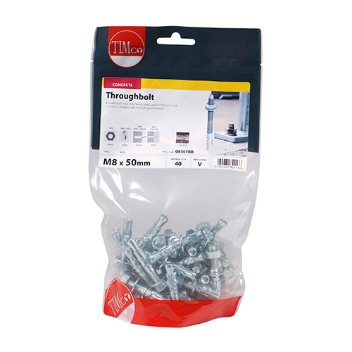 Timco Throughbolts - Zinc M8 x 50 - 40 Pieces