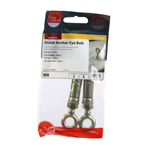 Timco Forged Eyes with Shield Anchors - Yellow M8