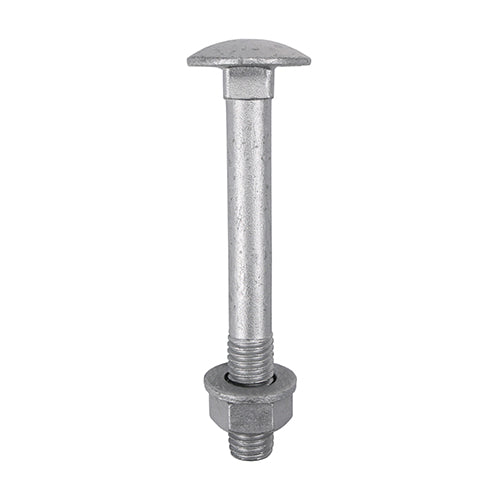 Timco Carriage Bolts Hex Nuts & Form A Washers - Dome - Exterior - Silver M10 x 130 - 10 Pieces