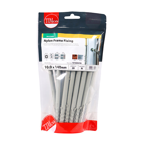 Timco Nylon Frame Fixings - PZ - Zinc 10.0 x 140 - 20 Pieces