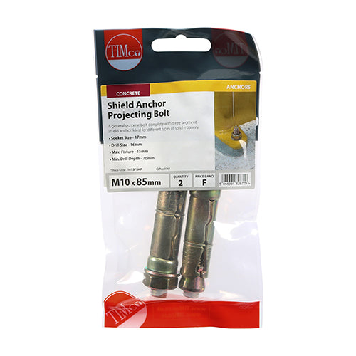 Timco Shield Anchor Projecting Bolts - Yellow M10:15P (M10 x 85)