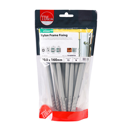 Timco Nylon Frame Fixings - PZ - Zinc 10.0 x 160 - 15 Pieces