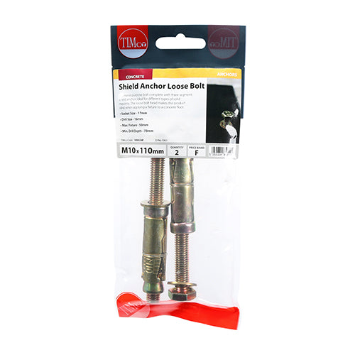 Timco Shield Anchor Loose Bolts - Yellow M10:50L (M10 x 110)