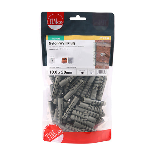 Timco Nylon Plugs 10.0 x 50 - 70 Pieces