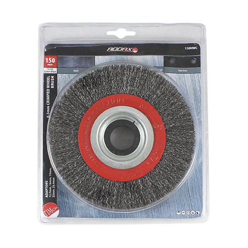 Timco Wheel Brush with Plastic Reducer Set - Crimped Steel Wire 150mm