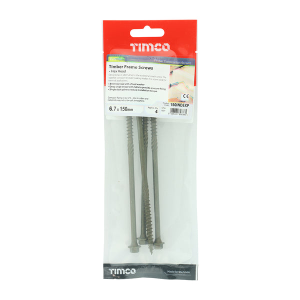 Timco Timber Screws - Hex Head - Exterior - Green 6.7 x 150 - 4 Pieces