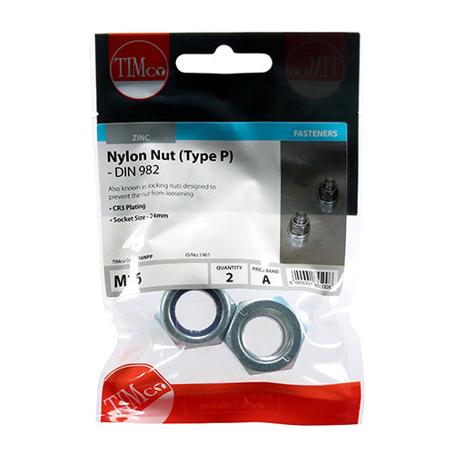 Timco Nylon Nuts - Type P - Zinc M16