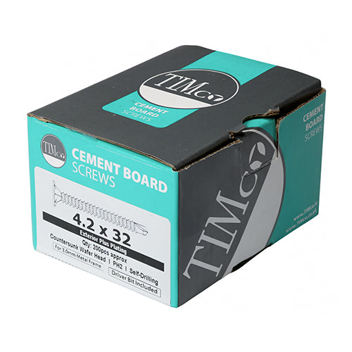Timco Drywall Construction Timber Stud Cement Board Screws - PH - Countersunk Wafer - Self-Drilling - Exterior - Silver Organic 4.2 x 32 - 200 Pieces