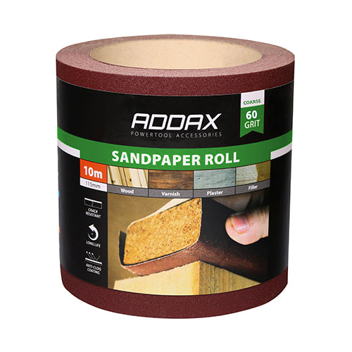 Timco Sandpaper Roll - 60 Grit - Red 115mm x 10m