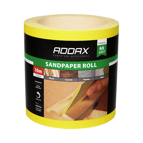 Timco Sandpaper Roll - 60 Grit - Yellow 115mm x 10m