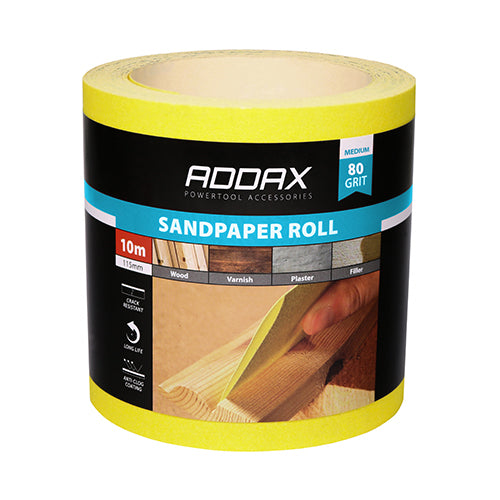 Timco Sandpaper Roll - 80 Grit - Yellow 115mm x 10m