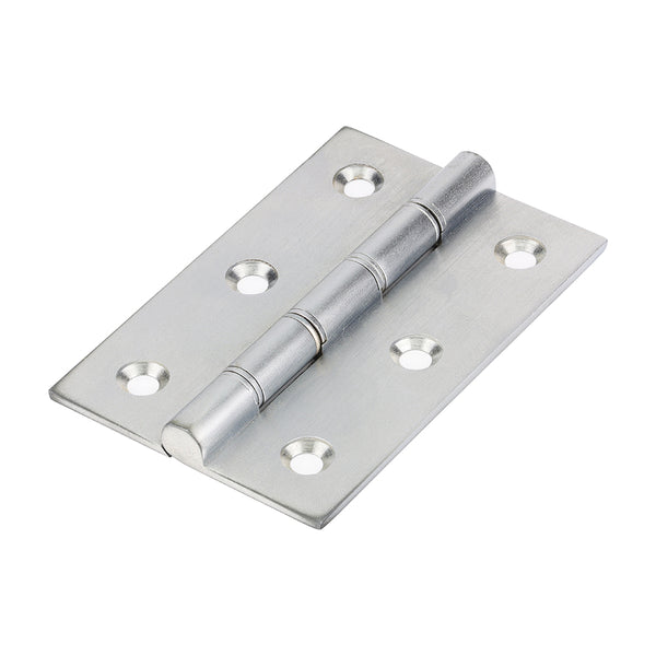 Timco Double Steel Washered Hinges - Solid Brass - Satin Chrome 76 x 50