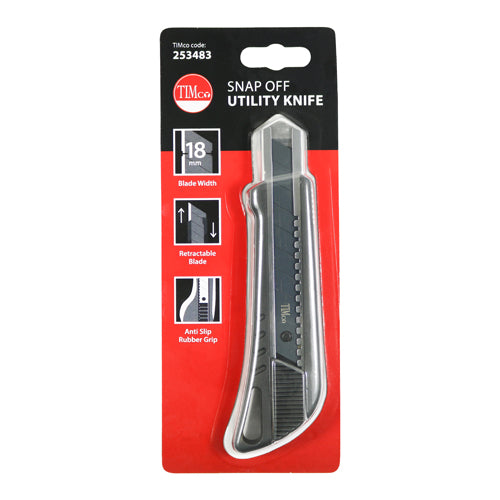 Timco Snap Off Utility Knife & Blades 100 x 18 x 0.6