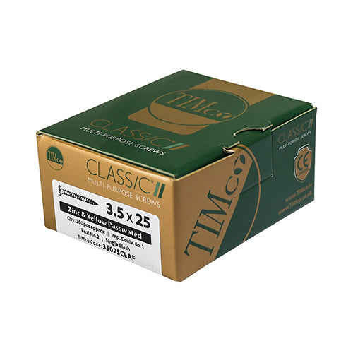 Timco Classic Multi-Purpose Screws - PZ - Double Countersunk - Yellow 3.0 x 12 - 200 Pieces