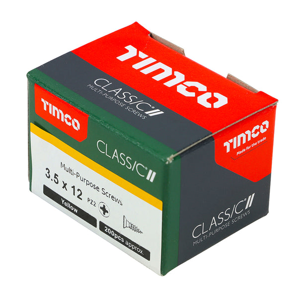 Timco Classic Multi-Purpose Screws - PZ - Double Countersunk - Yellow 3.5 x 12 - 200 Pieces