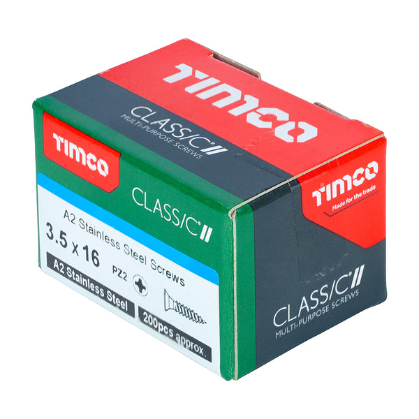 Timco Classic Multi-Purpose Screws - PZ - Double Countersunk - A2 Stainless Steel 3.5 x 16 - 200 Pieces