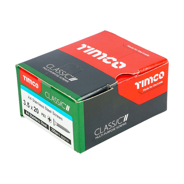 Timco Classic Multi-Purpose Screws - PZ - Double Countersunk - A4 Stainless Steel 3.5 x 20 - 200 Pieces