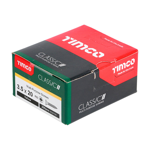 Timco Classic Multi-Purpose Screws - PZ - Double Countersunk - Yellow 3.5 x 20 - 200 Pieces