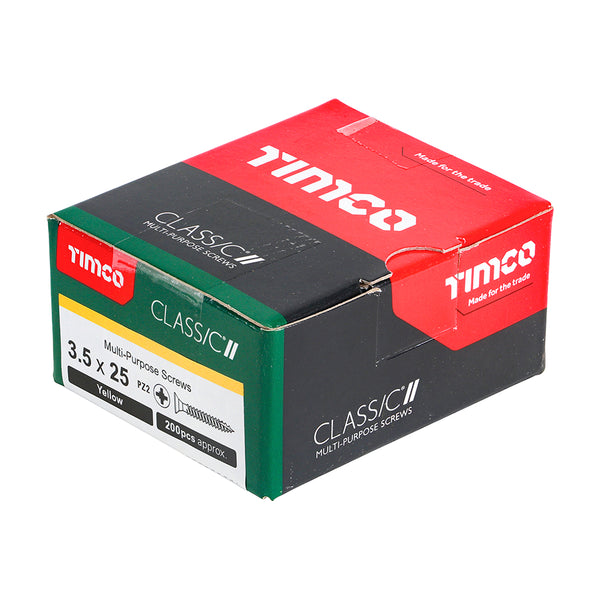 Timco Classic Multi-Purpose Screws - PZ - Double Countersunk - Yellow 3.5 x 25 - 200 Pieces
