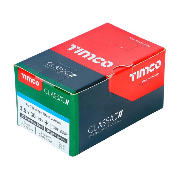 Timco Classic Multi-Purpose Screws - PZ - Double Countersunk - A2 Stainless Steel 3.5 x 30 - 200 Pieces