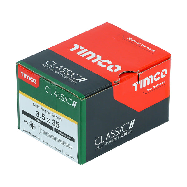 Timco Classic Multi-Purpose Screws - PZ - Double Countersunk - Yellow 3.5 x 35 - 200 Pieces