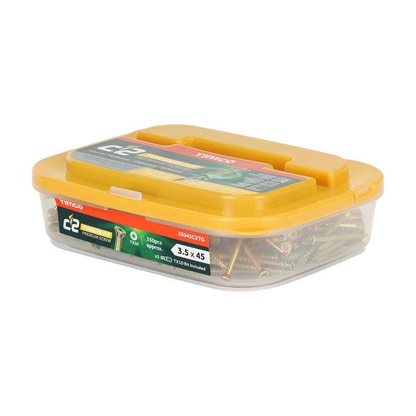 Timco C2 Tongue-Fix Premium Tongue & Groove - TX - Reduced Countersunk - Yellow 3.5 x 45 - 350 Pieces