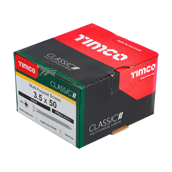 Timco Classic Multi-Purpose Screws - PZ - Double Countersunk - Yellow 3.5 x 50 - 200 Pieces