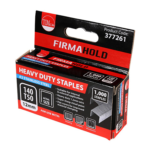 Timco Heavy Duty Staples - Chisel Point - A2 Stainless Steel 8mm - 1000 Pieces