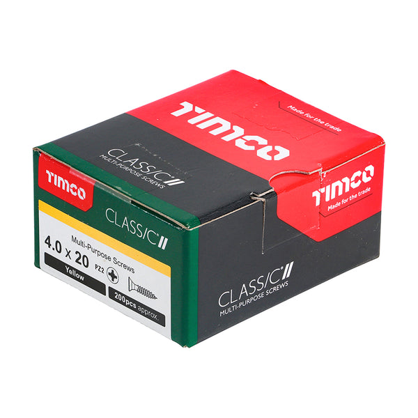 Timco Classic Multi-Purpose Screws - PZ - Double Countersunk - Yellow 4.0 x 20 - 200 Pieces